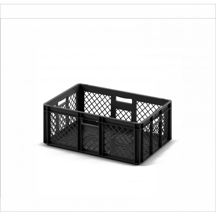 Евроконтейнер 600x400x220 мм Арт. ECP-6422 черный перфорированный
